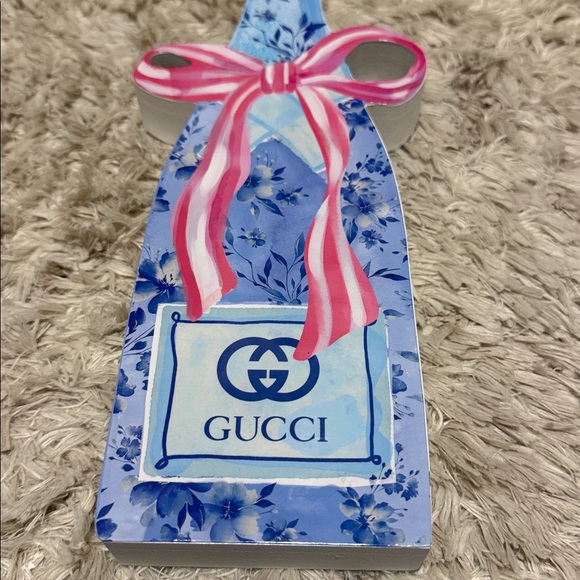 Lux Inspired Blue Floral Bottle with Pink Ribbon - Picture 6 of 6